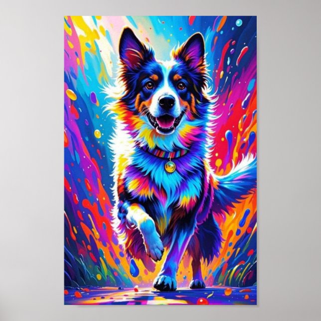 Färggigjätten lycklig, rolig hund, stänk poster (Framsidan)