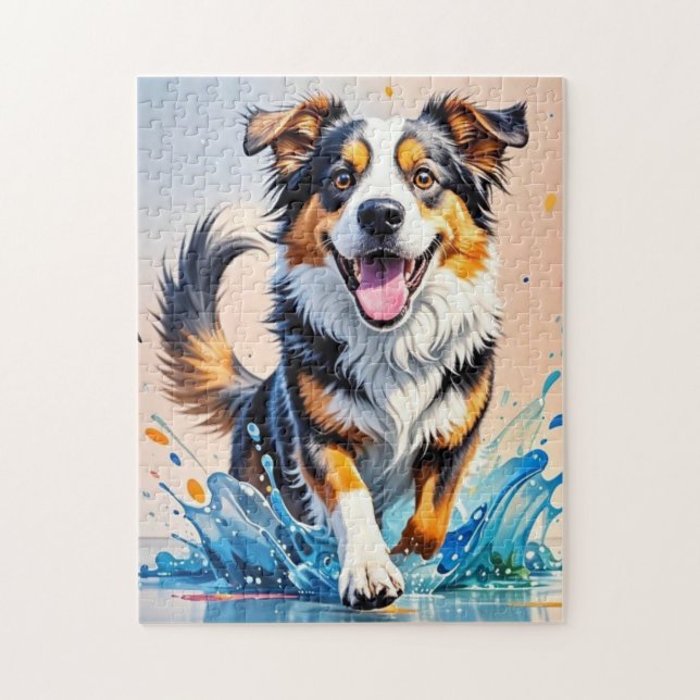 Färggigjätten lycklig, rolig hund, stänk pussel (Vertikal)