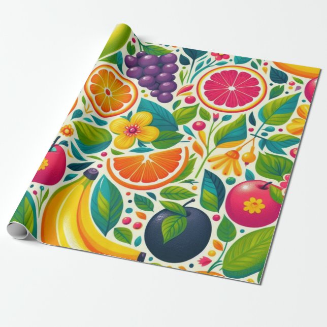 Färggivande frukter presentpapper (Utrullad)