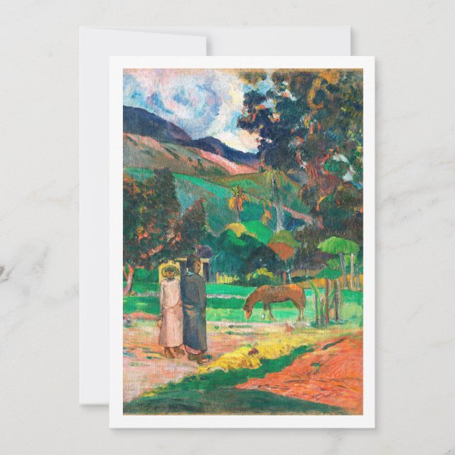 Färggivande taitiska landskapslingmålning berömd inbjudningar (Framsida)