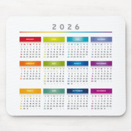 Färgglad 2026-kalender - Regnbågsfärger 3 Kolumner Musmatta
