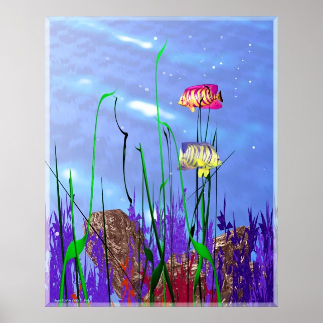 Färgglad 3d ängelfisk poster (Framsidan)