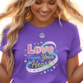Färgglad 3D Kärlek Från Ditt Hjärta Pop T Shirt