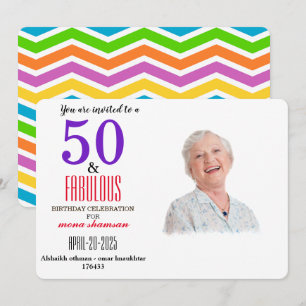 Färgglad 50 & Fantastisk Inbjudan