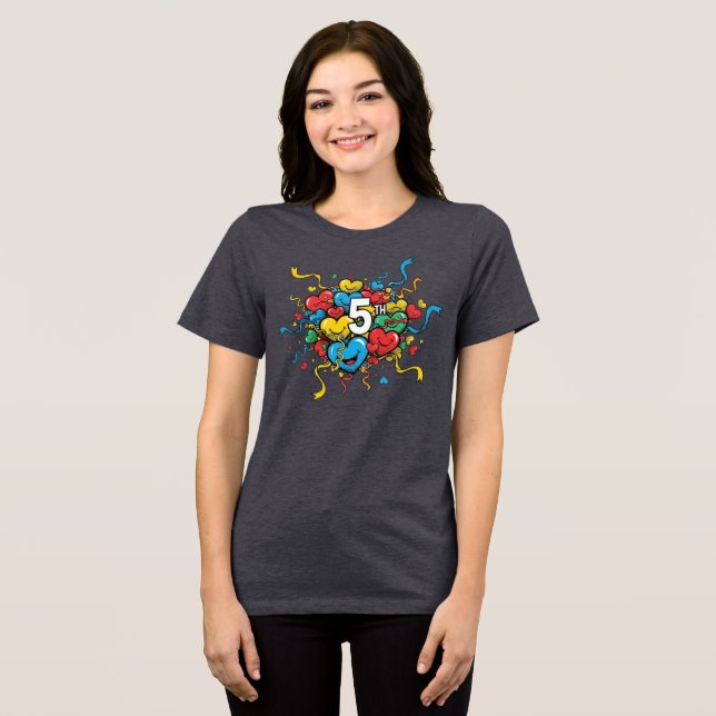 Färgglad 5-årsjubileum  t shirt (Framsida Full)