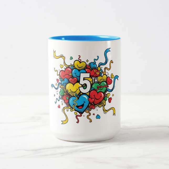 Färgglad 5-årsjubileum Två-Tonad mugg (Center)