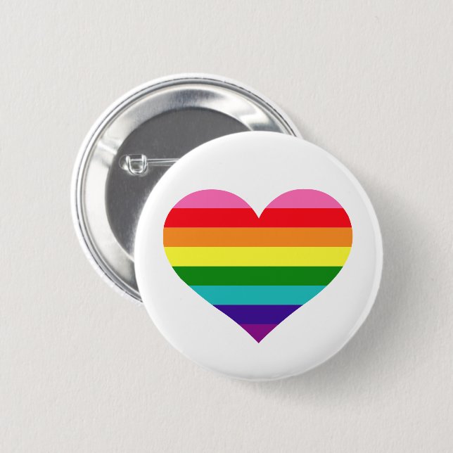 Färgglad 8-randig regnbågehjärta Pride Knapp (Framsida & baksida)