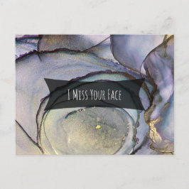 Färgglad Abstrakt Alkoholbläck Jag Saknar Ditt Ans Vykort