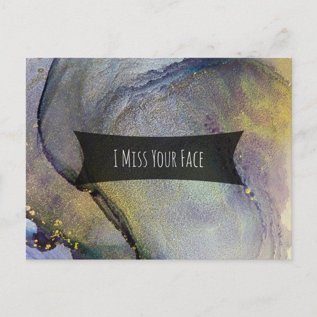 Färgglad Abstrakt Alkoholbläck Jag Saknar Ditt Ans Vykort (Framsida)