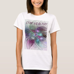 Färgglad Abstrakt Blomma Blommig Fraktal Konst Tex T Shirt