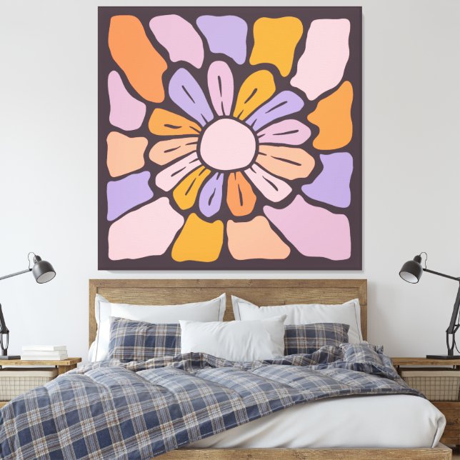 Färgglad Abstrakt Blomma Canvastryck (Insitu (sovrum))