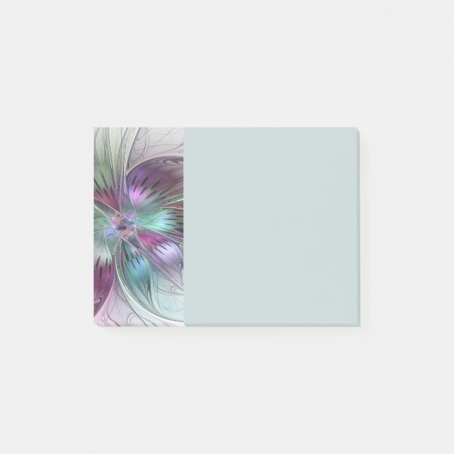 Färgglad Abstrakt Blomma Modern Blommig Fraktal Ko Post-it Block (Framsida)