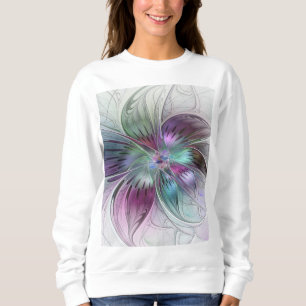 Färgglad Abstrakt Blomma Modernt Blommigt Fraktal T Shirt