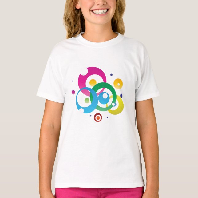 Färgglad Abstrakt Cirklar Grafisk Design   T Shirt (Framsida)