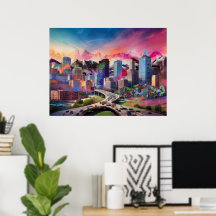 Färgglad Abstrakt Denver Colorado Siluett Konst