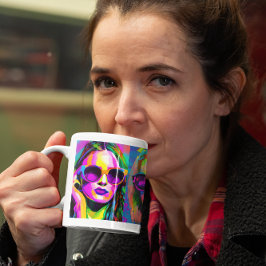 Färgglad Abstrakt Digital Konst | Kvinnor i Solgla Kaffemugg