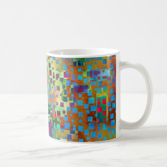 Färgglad Abstrakt Digital Konst med Fyrkanter Kaffemugg (Höger)