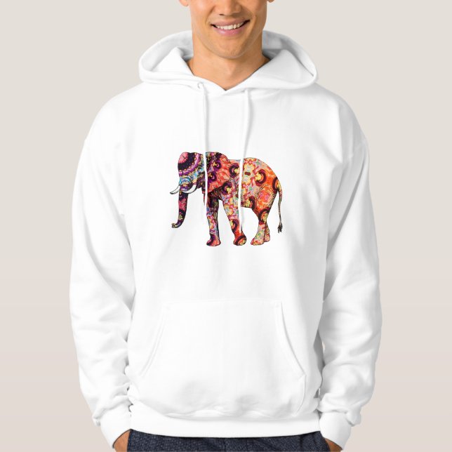 Färgglad abstrakt elefant hoodie (Framsida)