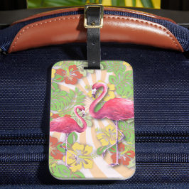Färgglad Abstrakt Flamingo & Blommig Bagagebricka