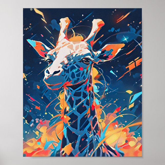 Färgglad Abstrakt Giraff Konst Poster (Framsidan)