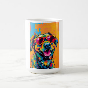 Färgglad Abstrakt Hund med Solglasögon Kaffemugg