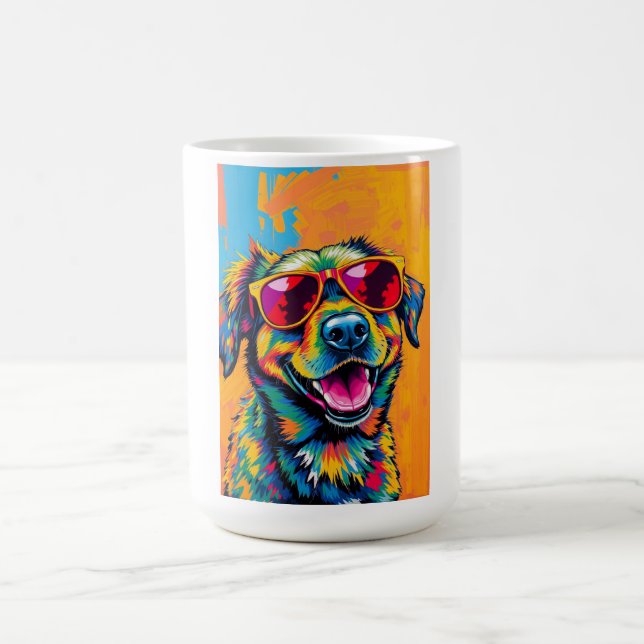Färgglad Abstrakt Hund med Solglasögon Kaffemugg (Center)