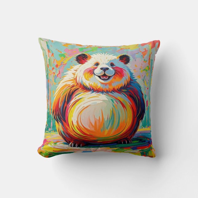Färgglad abstrakt jättebjörn pandakonst design kudde (Framsida)