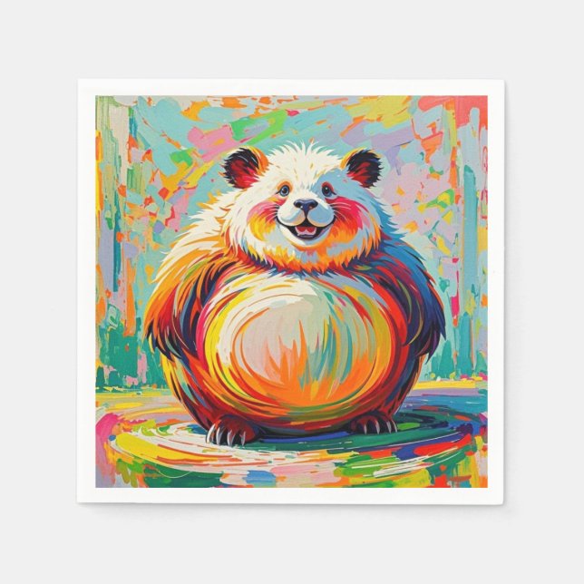 Färgglad abstrakt jättebjörn pandakonst design pappersservett (Framsidan)