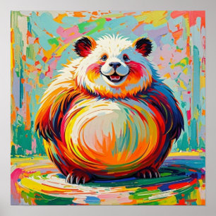 Färgglad abstrakt jättebjörn pandakonst design poster