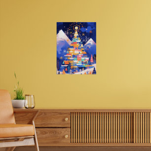 Färgglad Abstrakt Julgran Poster