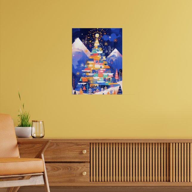 Färgglad Abstrakt Julgran Poster (Vardagsrum 2)