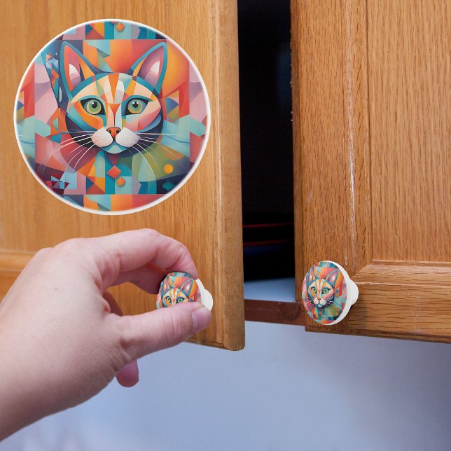 Färgglad Abstrakt Katt Knopp (Skapare uppladdad)