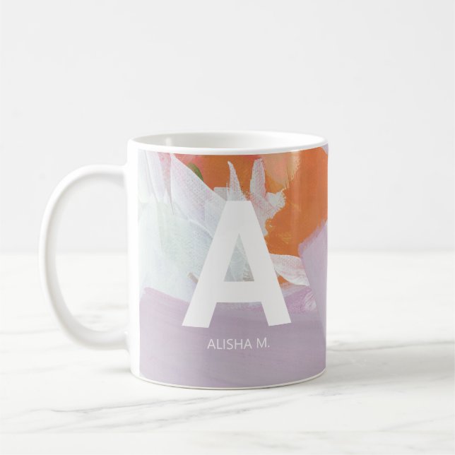 Färgglad Abstrakt Konst Personlig Monogram Present Kaffemugg (Vänster)