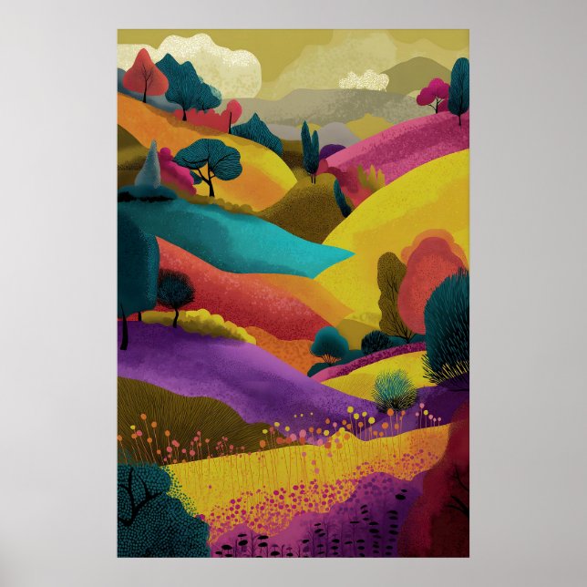 Färgglad Abstrakt Landskaps Art Print Moderna Kull Poster (Framsidan)