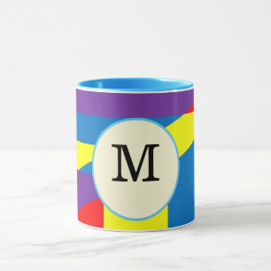 Färgglad Abstrakt M Monogram Etikett Design Mugg