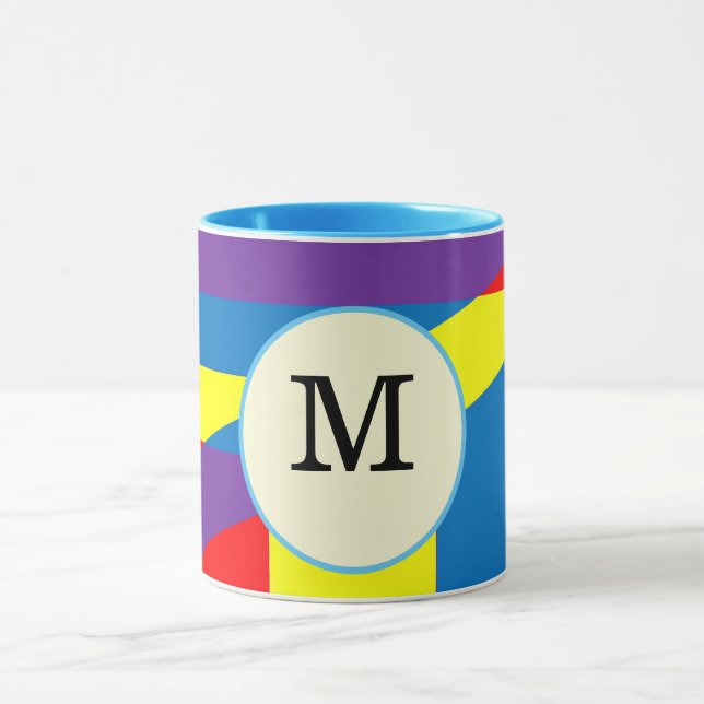 Färgglad Abstrakt M Monogram Etikett Design Mugg (Center)