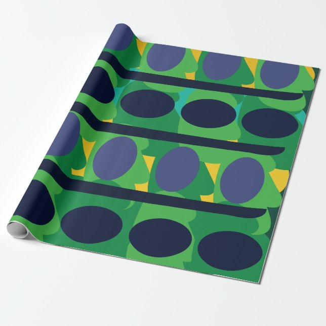 Färgglad Abstrakt Modern Geometrisk Presentpapper (Utrullad)