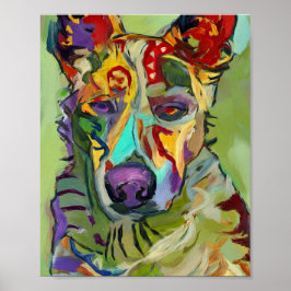 Färgglad Abstrakt Oljemålning av Tysk Schäferhund Poster