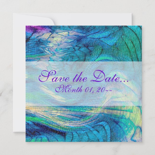 Färgglad Abstrakt Påfågel Konst Auktoriserade Medd Spara Datumet (Framsida)