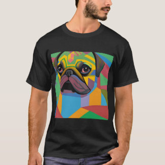 Färgglad Abstrakt Pug Färgrik Pug Konst Vattenfärg T Shirt