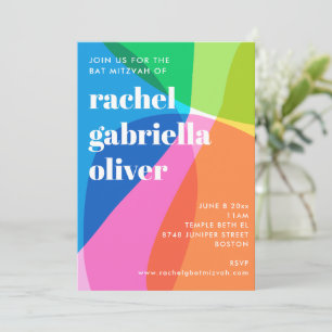 Färgglad Abstrakt Regnbåge Foto Bat Mitzvah-fest Inbjudningar