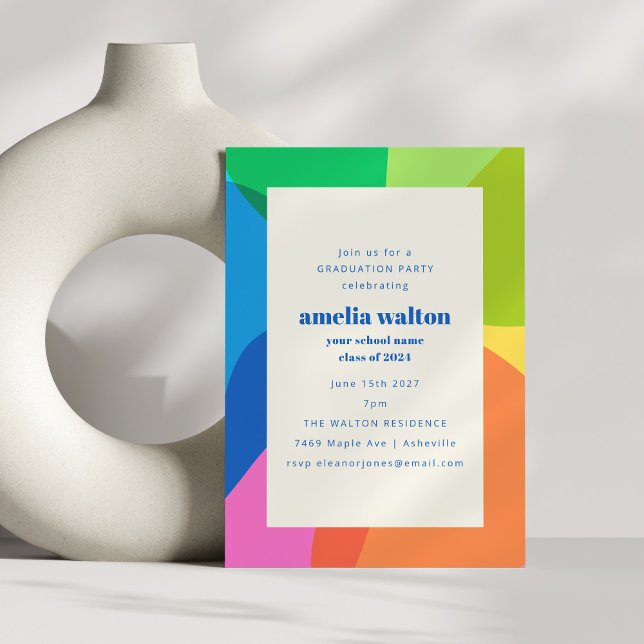 Färgglad Abstrakt Regnbåge Foto Examen Fest Inbjudningar (Skapare uppladdad)