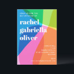 Färgglad Abstrakt Regnbågsfoto Bat Mitzvah-fest Inbjudningar<br><div class="desc">Denna moderna Bat Mitzvah-inbjudan har djärva färgblock och ren typografi för en fräsch,  självsäker firandestil. Den livfulla färgpaletten skapar ett energiskt men ändå polerat uttryck som känns roligt,  modernt och åldersanpassat. Perfekt för familjer som söker en modern judisk firandedesign som sticker ut samtidigt som den känns tidlös.</div>