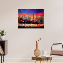 Färgglad Abstrakt San Francisco Skyline Affisch