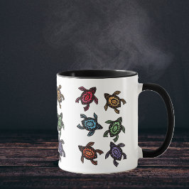 Färgglad Abstrakt Sköldpaddor Kaffe Mugg