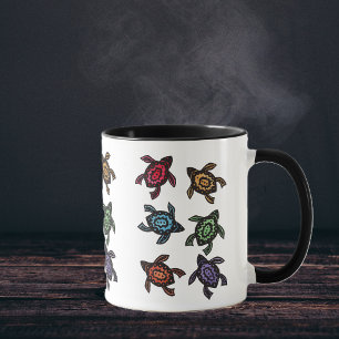 Färgglad Abstrakt Sköldpaddor Kaffe Mugg