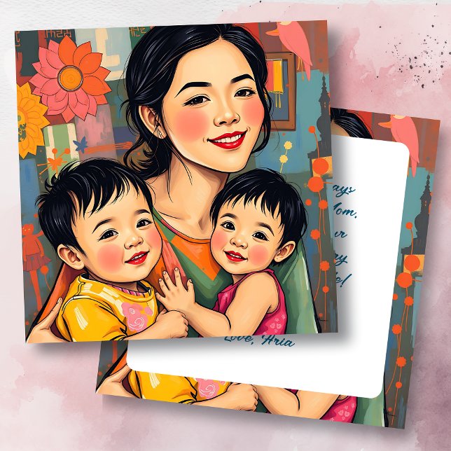 Färgglad Abstrakt Tack Mamman | Mors dag Kort (Skapare uppladdad)
