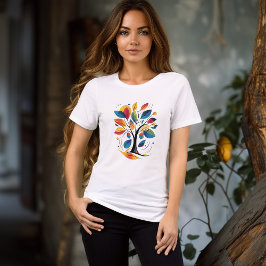 Färgglad Abstrakt Träd T-Shirt | Konstnärlig Natur