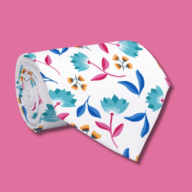 Färgglad abstrakt tulpan blommig slips (Modern Abstract Floral Personalized tie)