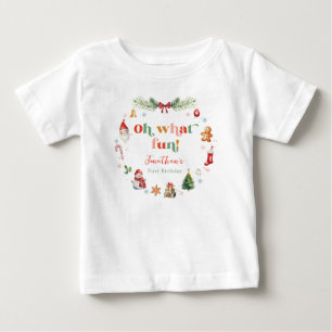 Färgglad Åh vilken kul första jul födelsedag T Shirt